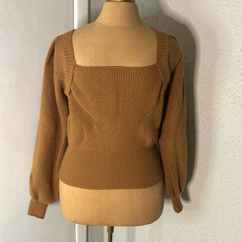 Zinvge Cropped Tie Closure Brown Pull On Sweater M NEW Textured Fall Winter Cozy